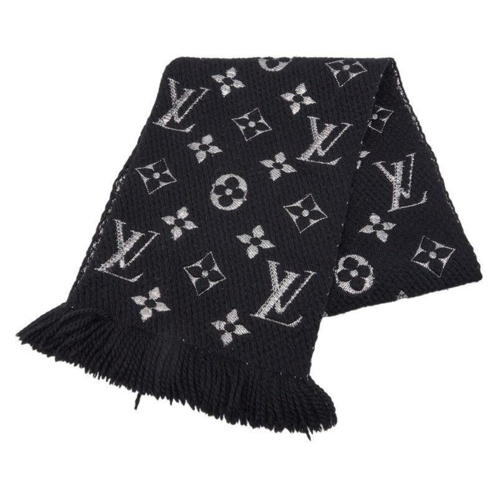 Louis Vuitton Logomania Shine Wool Silk Scarf Black